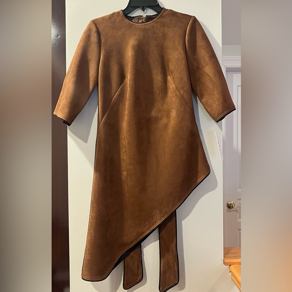 Brown Suede Asymmetrical Top